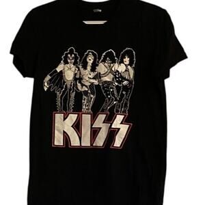 KISS Band T-Shirt Black Cotton XL American Apparel Short Sleeve Rock Tee